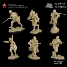 PLASTIC PLATOON Soviet Army Leningrad 1942  WW2 1:32 MEGA MEGA RARE