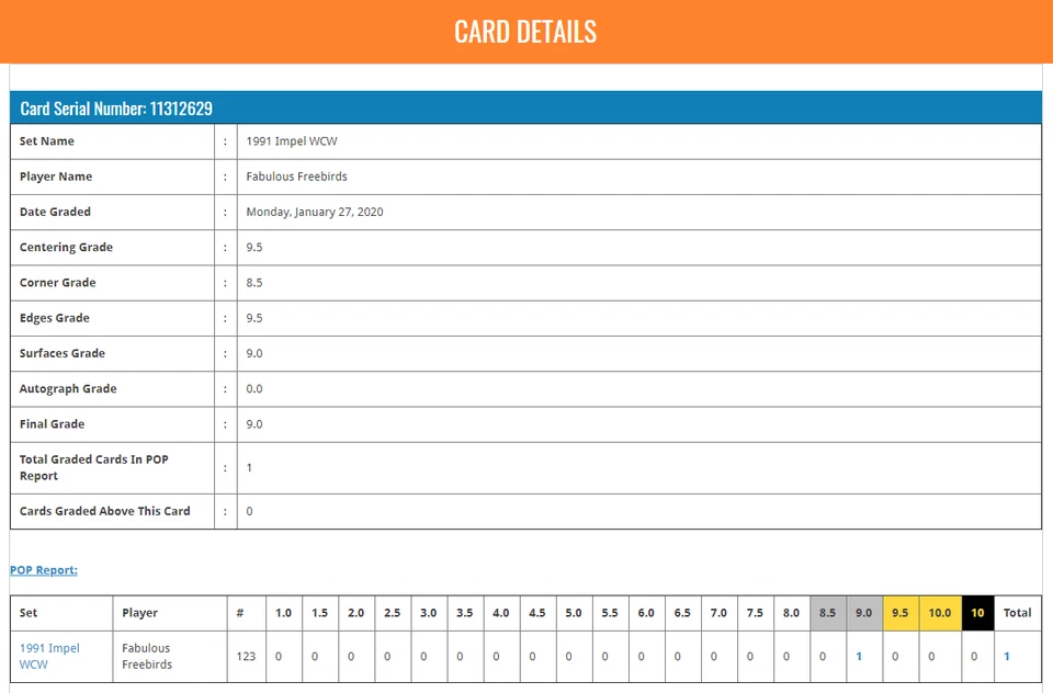 POP 1: Fabulous Freebirds BGS 9: 1991 Impel 1st WCW Card #123 Gisto - Image 3 of 3