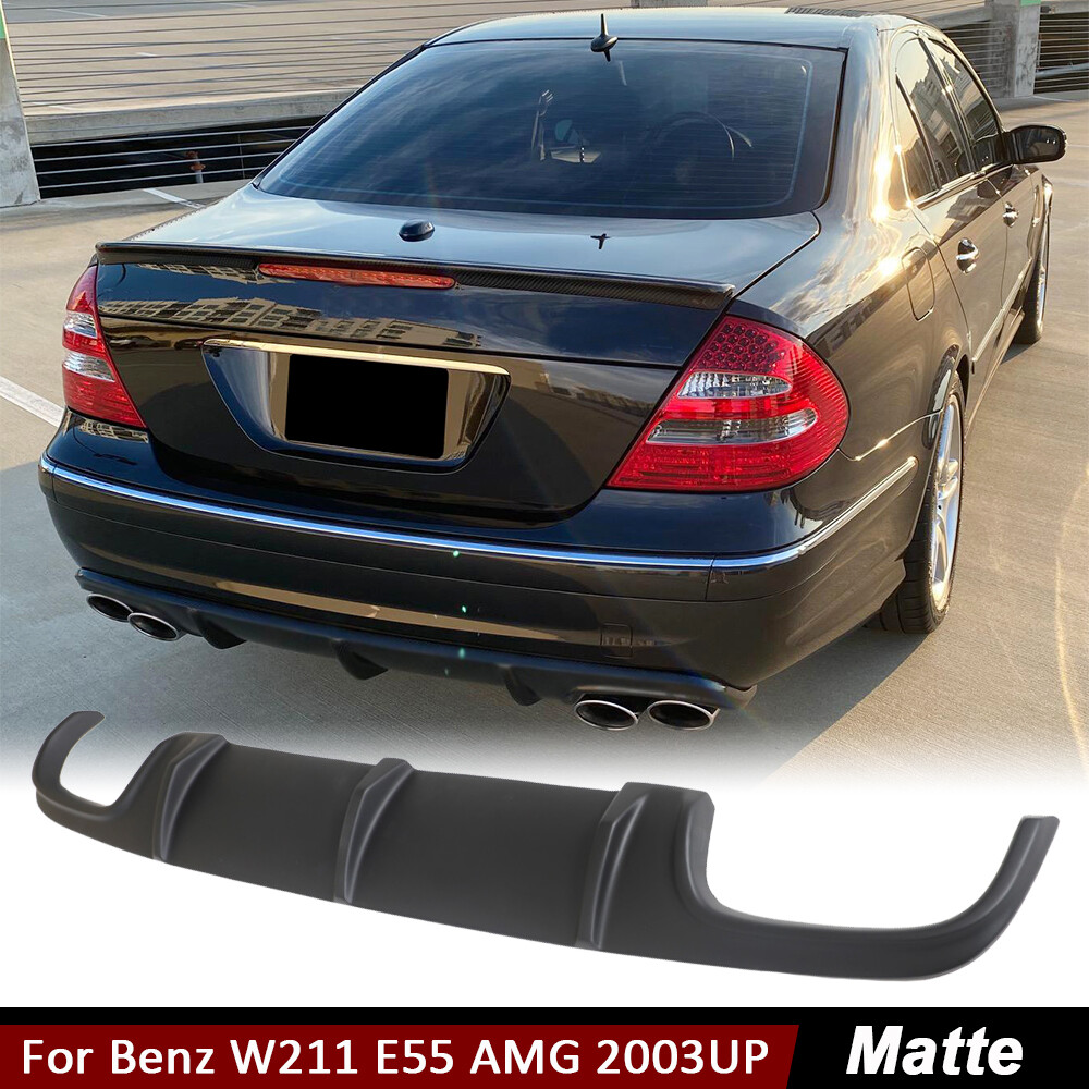 For Mercedes W211 E55  2003-06 Matte Black Rear Bumper Diffuser Lip Spoiler