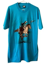 VTG Y2K 90s SCREEN STARS BEST MADE IN USA  INDIAN NATIVE T SHIRT SizeLarge