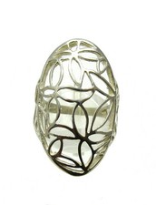 Long Sterling Silver Floral Ring Genuine Solid 925 Perfect Quality Handmade