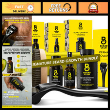 Beard Growth Kit with Derma Roller, Oil, Vitamins, Spray Brush - Gift Set