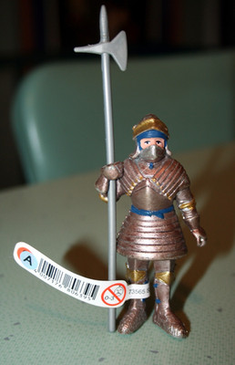 Bullyland Standing Gold Armored Knight with Halberd & Helmet Medieval Fantasy
