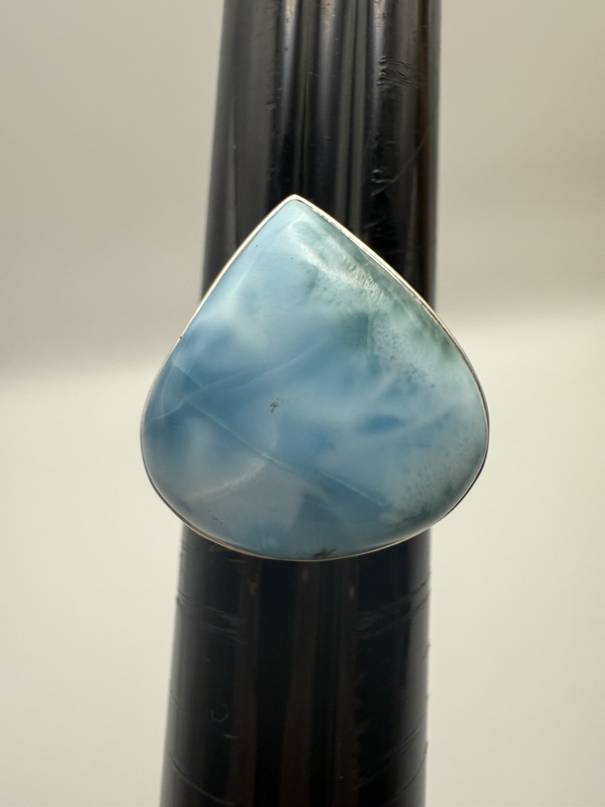 Sterling Silver Triangular Larimar Ring Size 9 - image 1