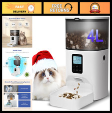 Automatic Cat Feeder 4L - Timed Pet Food Dispenser, Voice Recorder, 8 Meals/Day