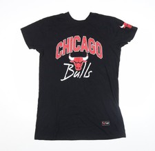 Schwarzes Baumwoll-T-Shirt Damen UK Gr&ouml;&szlig;e XS NBA