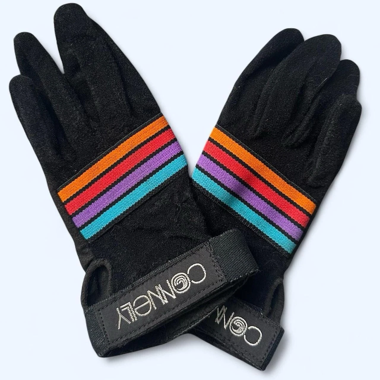 Vintage Connelly Striped Black Ski Gloves