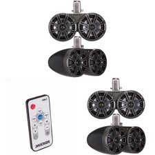 Kicker 2 Pair 45KMTDC65 Marine Tower Speakers with Swivel Clamps 45KM654...