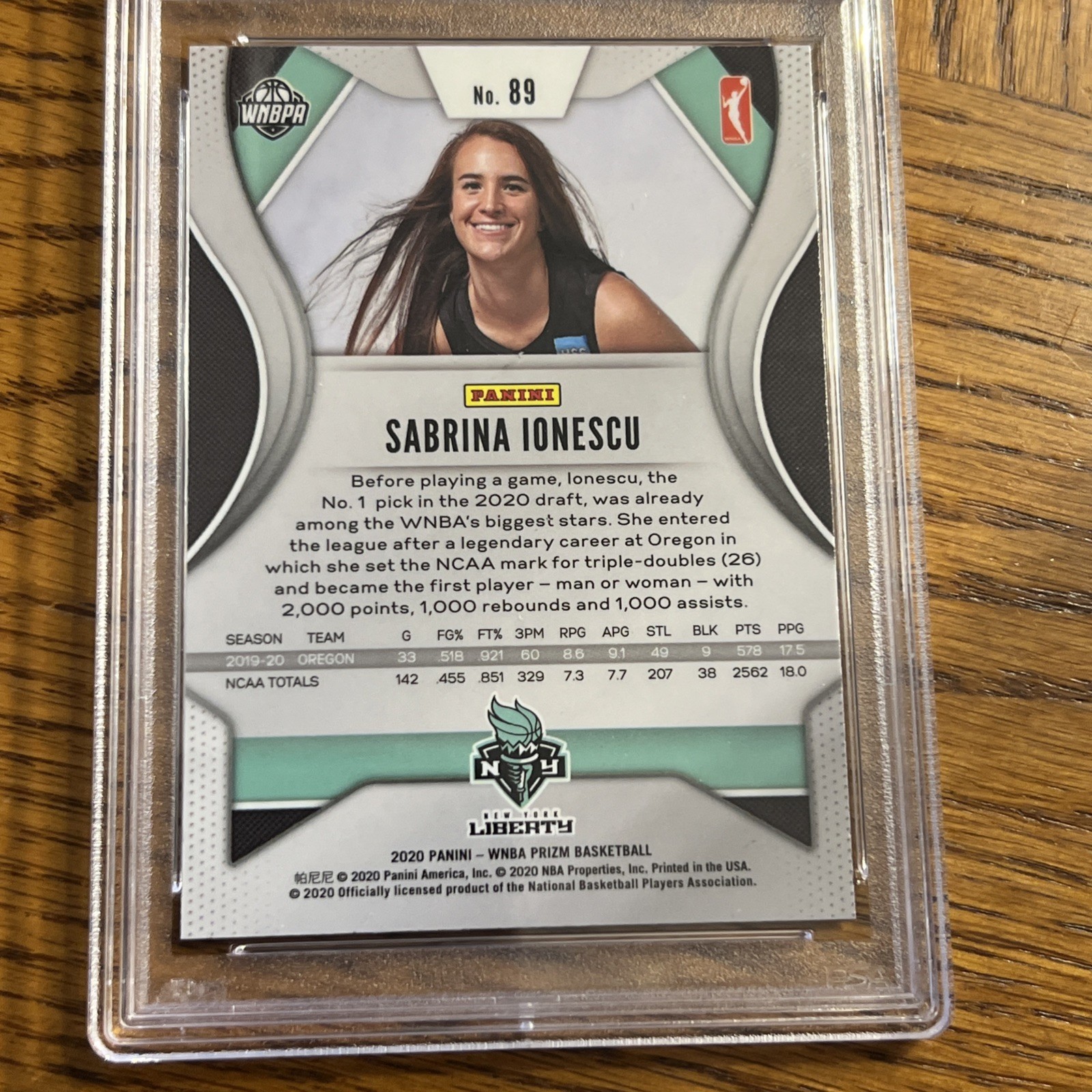 2020 Panini Prizm WNBA Sabrina Ionescu #89 Base Rookie PSA Gem Mint 10 RC view 5