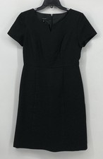 Talbots Preowned Womens Short Sleeve Textured Dress Sz 6 Lined Black EUC