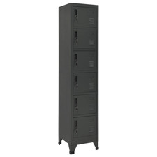 Locker Cabinet Anthracite Steel 6-Door 38x40x180 cm Secure Ventilated Storage.