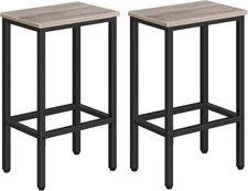 Bar Stools, Set of 2 Chairs, Kitchen 25.8 Inch, Greige and Black 