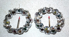 Vintage 2 Aluminum 8.5" Wreaths With Mercury Glass Candle and Beads in Flowers