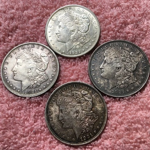 MORGAN SILVER DOLLAR COINS LOT OF 4 1921 XF./ AU. NICE COINS  LOT # 14