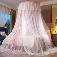 Princess Bed Canopy for GirlsCurtain Double Layer Sheer Mesh Dome Bed Curtain