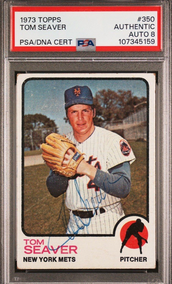1973 TOPPS #350 TOM SEAVER PSA/DNA CERTIFIED AUTHENTIC AUTO 8