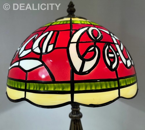 Authentische Coca Cola Tisch/Schreibtischlampe Faux "Tiffany" Buntglas 15" hoch groß - Bild 7 von 8