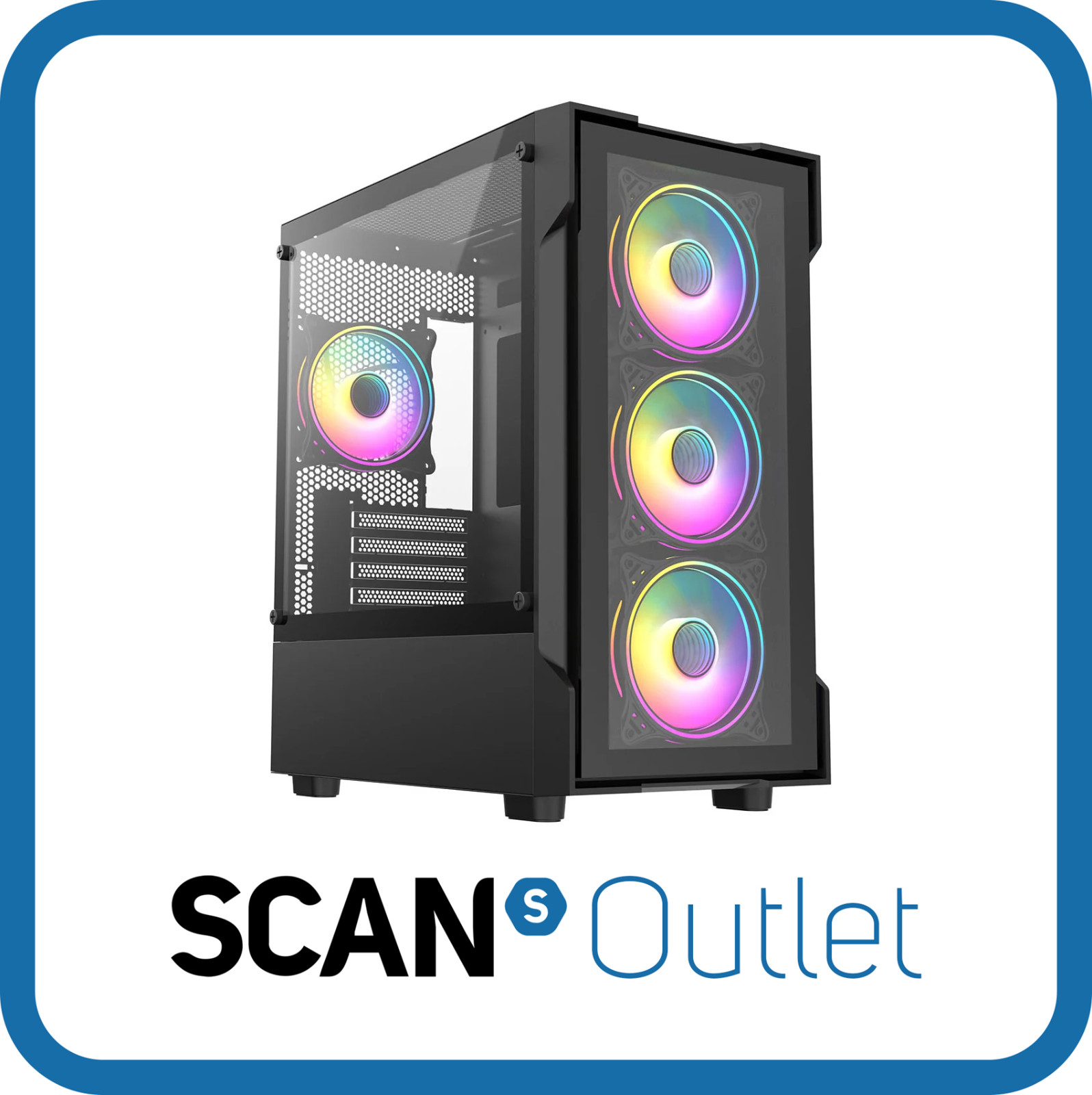 CIT Tornado MicroATX Gaming Chassis, Black, 4x Dual-Ring ARGB Infinity Fans, Tem