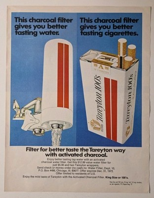 what is charcoal filter cigarettes 1972 Print Ad - Tareyton 100's Cigarettes - Charcoal Filter For Better  Taste