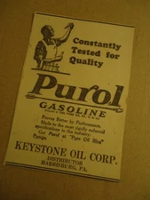 Purol gasoline 1928 newspaper ad Keystone Oil Corp