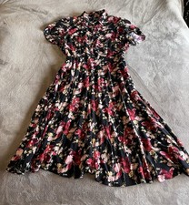 CHAPS Flowy Floral Button Front Shirt Fit & Flare Cottagecore Dress Sz XL EUC