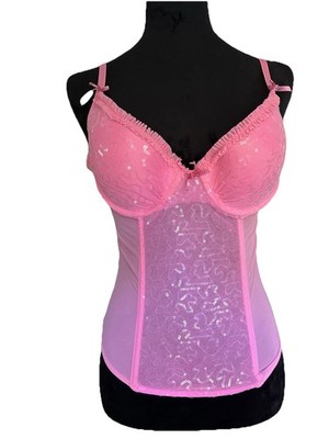 Vintage Passion Forever Pink Corset M/L Bustier Top Lace Up