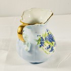 Vintage Hand painted Blue Floral Flowers Porcelain China 6” Pitcher Gold Trim — photo 2