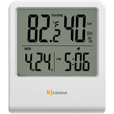 Indoor Thermometer, Room Thermometer and Hygrometer with Clock, Temperature and