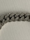 Unisex Silvertone Iced Out Cuban Link Crystal Covered Necklace 16” & Bracelet 8” — photo 5
