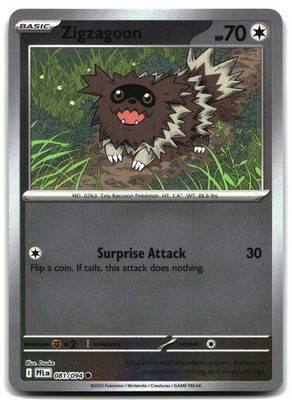 Zigzagoon 081/094 ME02: Phantasmal Flames Reverse Holo NM