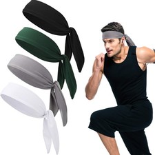 4 Pack Sports Tie Headbands for Men Women Karate Ninja Headband Tennis Head T...