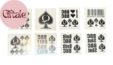 8 Sheet Queen of Spades Temporary Tattoo Set Waterproof Party Tattoos
