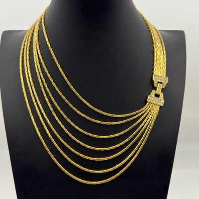 Vtg Nolan Miller Liquid Gold Chain Necklace Multi Strand Star Luster