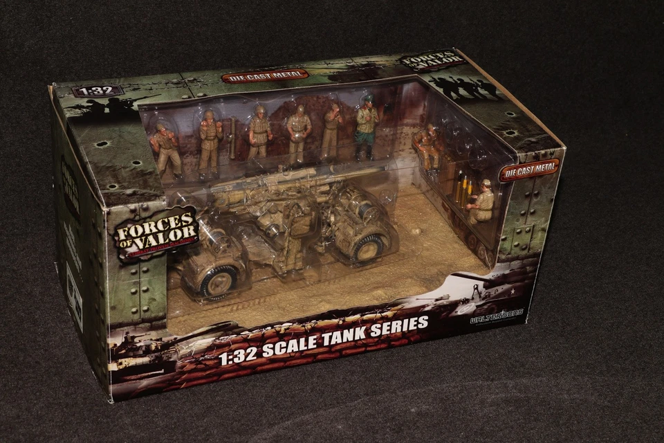 Unimax Forces of Valor US 88mm FlaK 18 1/32 German Army DAK 8 Figures Bxd - Image 3 of 4