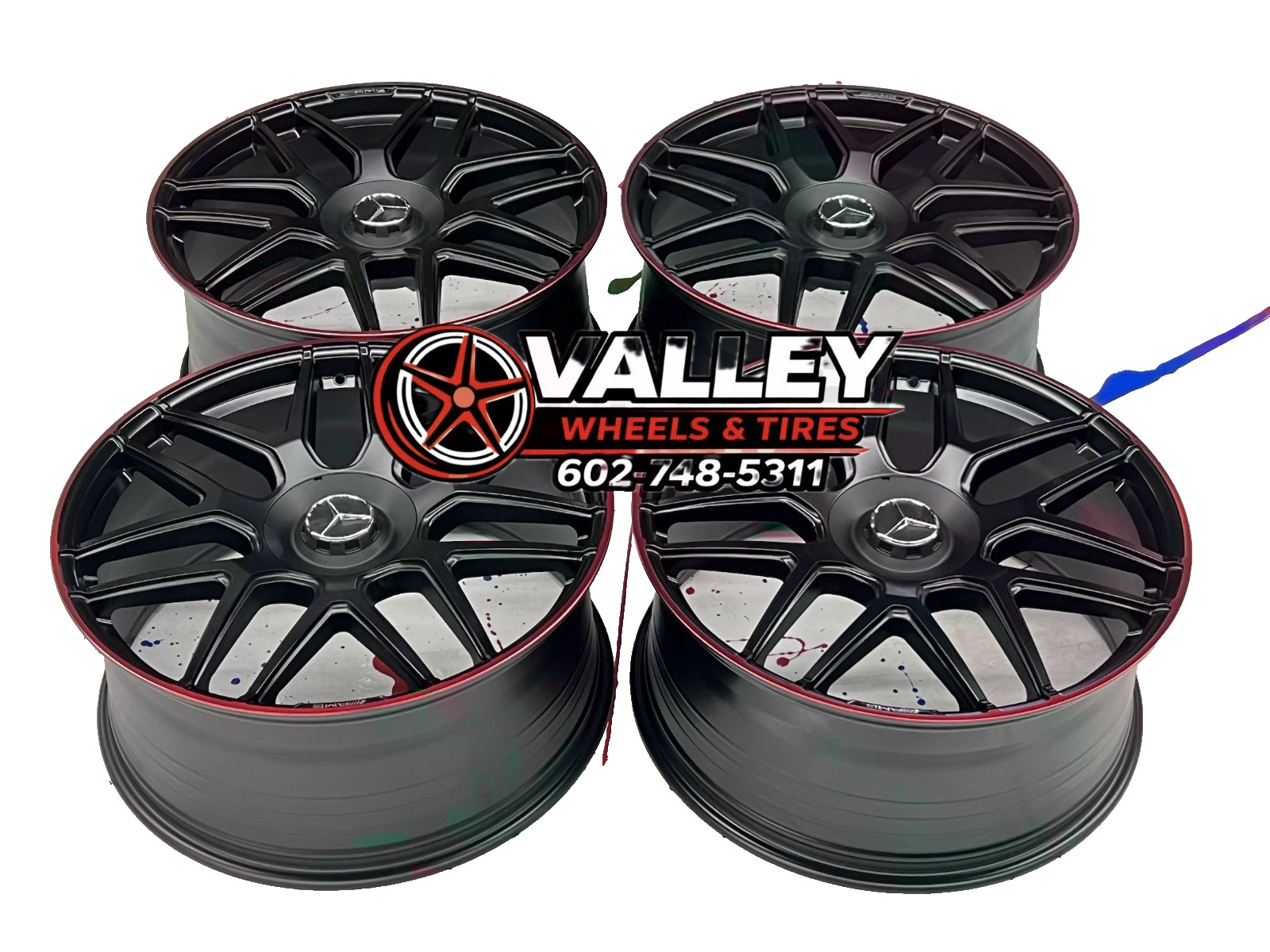 22" MERECEDES AMG REDLINE WHEELS G WAGON 5X130MM 7Y  BRABUS G63 AMG SATIN BLACK