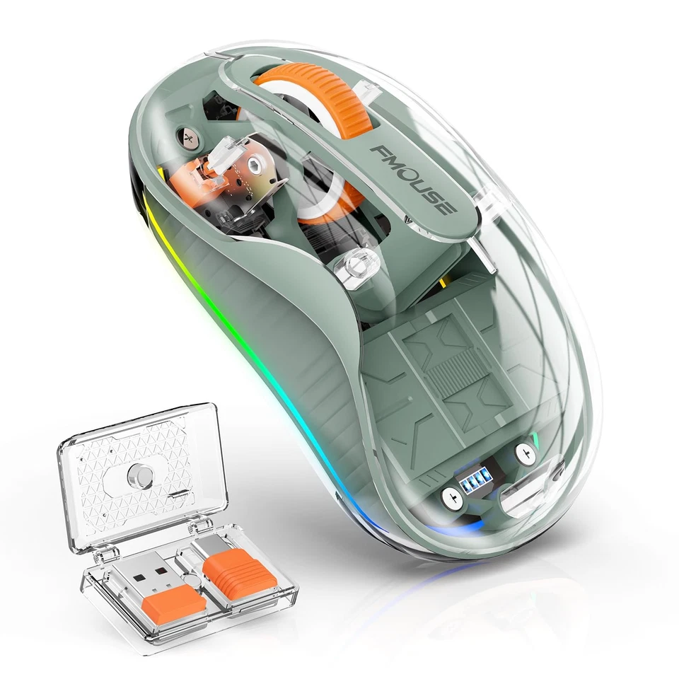 Bluetooth Wireless Mouse, Transparent RGB Tri-Modes Mouse,Bluetooth & 2.4GHz ... - Image 2 of 4