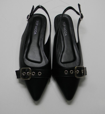 Top Moda Black Slingback Pumps Buckle Detail Adjustable ''Garner 1'' Sz 6.5 NWOT