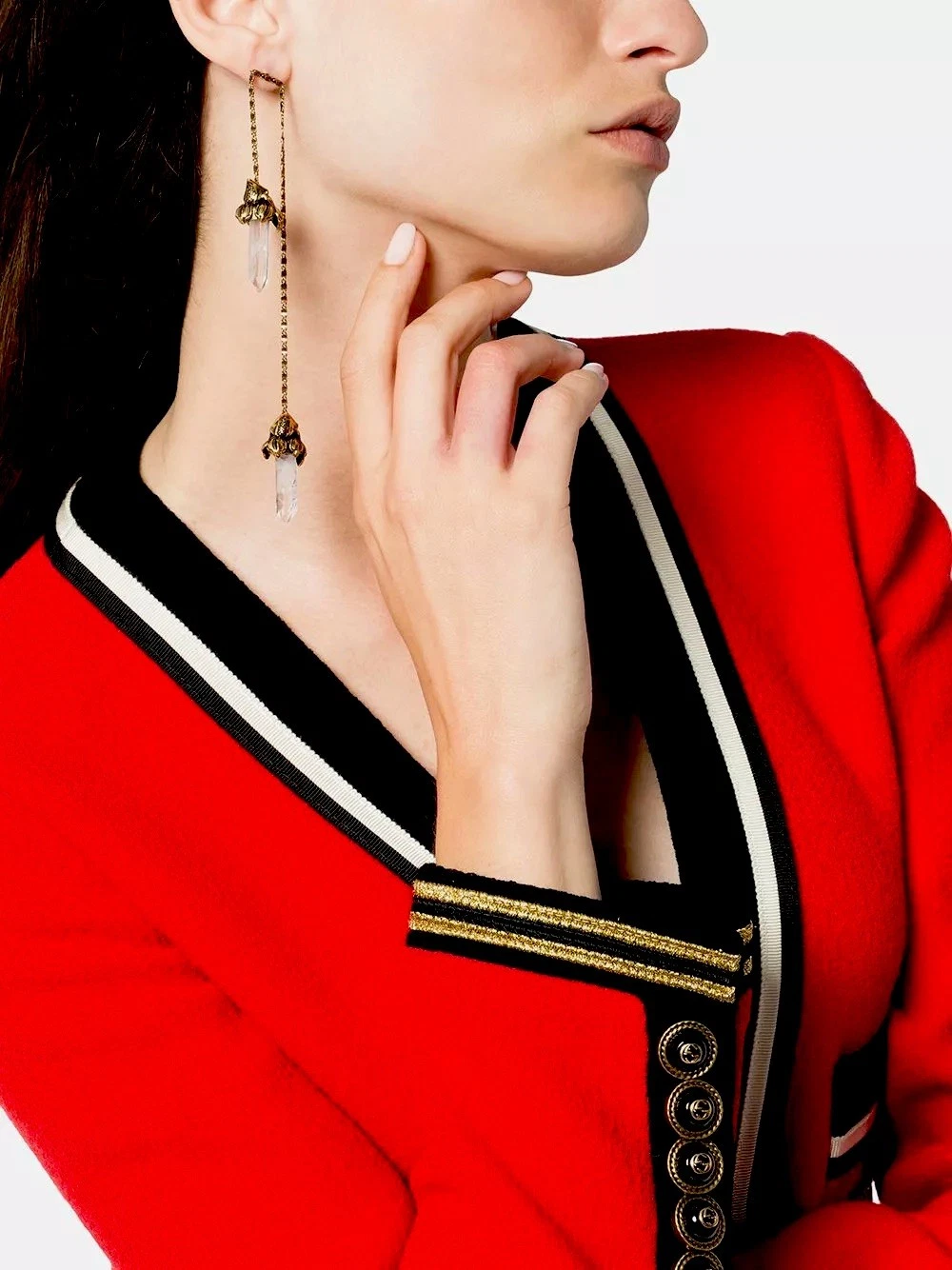 Alexander Mcqueen Iris Asymmetrical Drop Earrings width=
