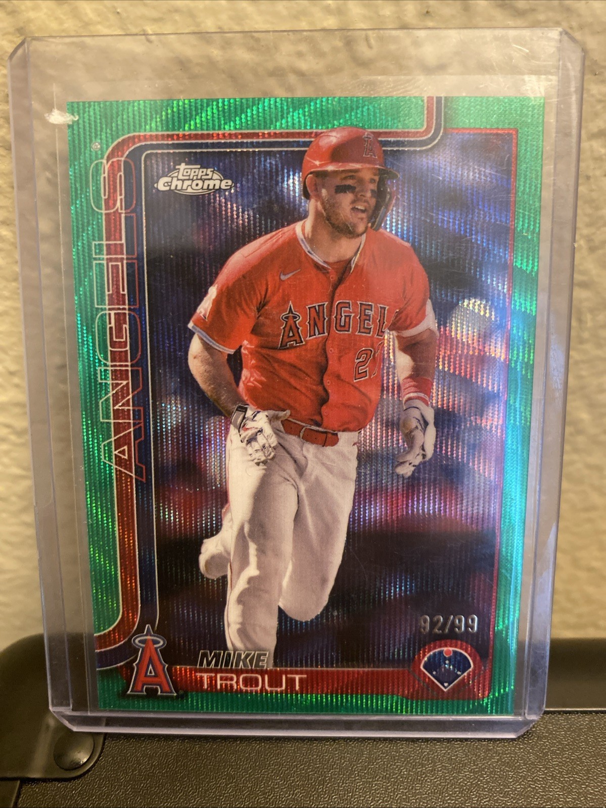 2025 Topps Chrome - Mike Trout #100 Green Wave Refractor /99