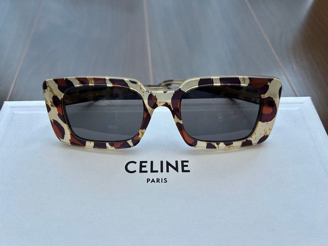 CELINE Square Sunglasses Leopard Pattern Brown Fr… - image 1