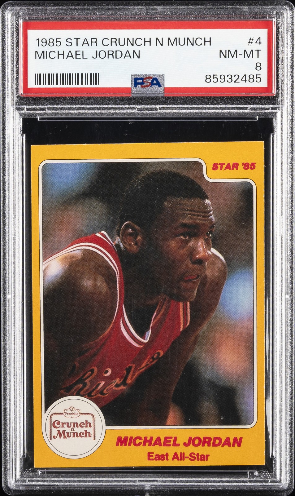 1985 STAR CRUNCH N MUNCH #4 MICHAEL JORDAN PSA 8