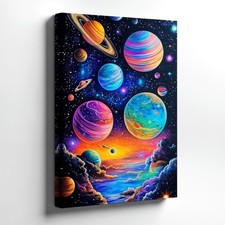 Wall Art Colorful Solar System Planets Space Galaxy Canvas Print Home Decor
