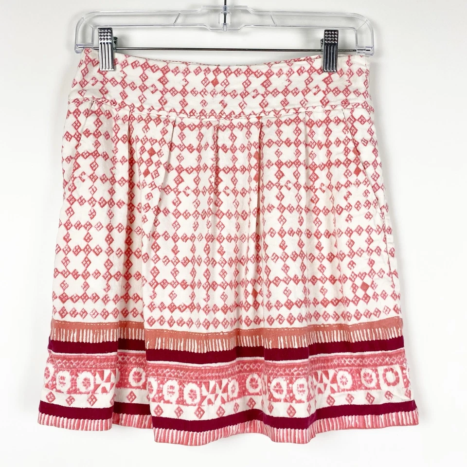 Minifalda plisada Ann Taylor Loft mezcla de lino bolsillos rosa crema para mujer talla 00P Foto 3 de 4