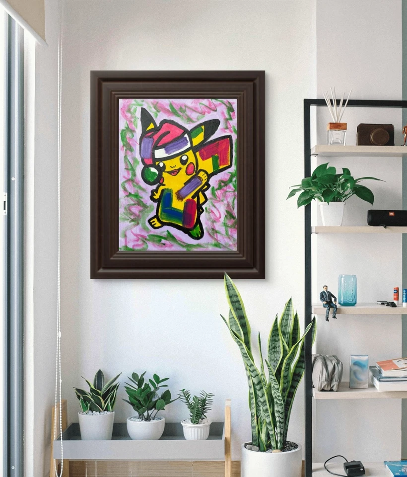 Arte Original "Pikachu Santa" 11x14 Lienzo Expresionismo Diseño Abstracto Arte Hogar Foto 3 de 4