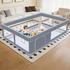 XVISHX 65 x 50 Inch Baby Playpen, Playpen for Babies and 65 × 50 Inch, Grey