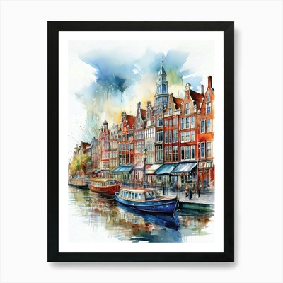 Amsterdam, Netherlands, Amsterdam B Framed Wall Art Poster Canvas Print Picture