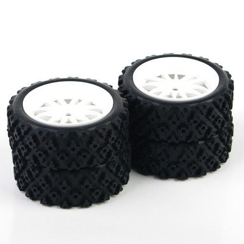 4PCS 1/10 RC Rally Tyres Tires &White Wheel Rim Kit for HSP HPI Model Racing Car - Picture 3 of 6