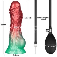 8 inch Dual Density Silicone Inflatable Fantasy Dildo Removable Bulb Pump