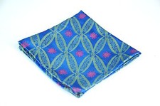 Lord R Colton Masterworks Pocket Square - Saphire Blue  Gold Showbiz Silk - New
