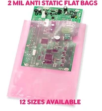 Pink Open Ended Flat Top Anti-Static Bag AntiStatic Poly Bags 2mil Electronic